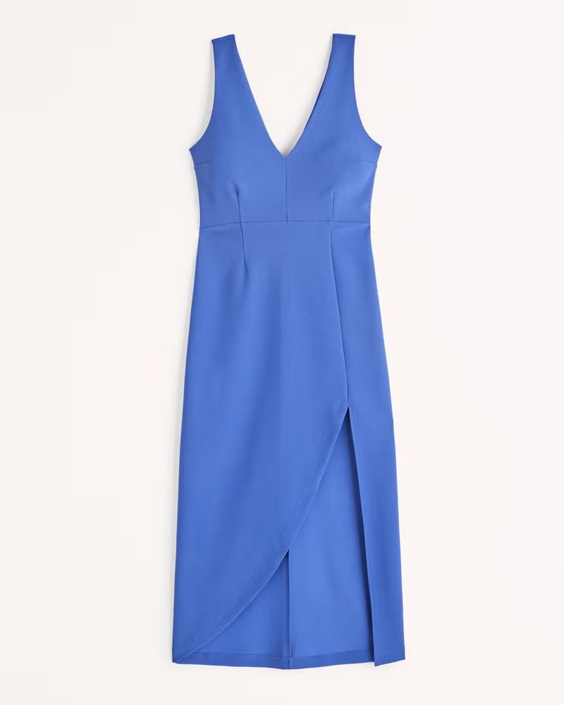 Women's Plunge V-Neck Midi Dress | Women's Dresses & Jumpsuits | Abercrombie.com | Abercrombie & Fitch (US)
