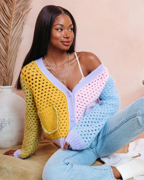 Small World Pocketed Button Front Cardigan - Multi | VICI