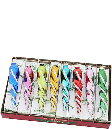 Christopher Radko Shiny Brite Multi-Color Glass Icicle Ornaments Set of 8 | Dillard's