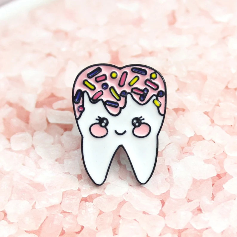 Tooth enamel pins dentist gift cartoon enamel pins lapel pins hard enamel pins funny pins dental ... | Etsy (US)