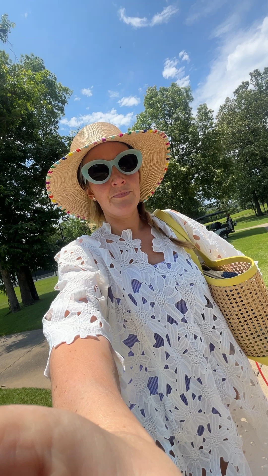 This coverup is such a steal! I linked both the high and low versions! I am in the $30 option and honestly I think it’s pretty good for the money. I’m wearing the large and I love the roominess of it. This pool outfit would work for the beach too! This hat has a more flexible style brim so you can lay back in a chair in it and it’s perfect. 

#LTKFindsUnder100 #LTKSwim #LTKSeasonal