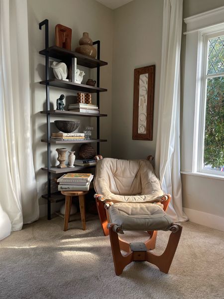 This favorite corner of mine started with the bookshelf. I chose an affordable, easy-to-assemble ladder shelf and it turned out even better than I hoped! The perfect place to display my collected  finds.

#LTKhome