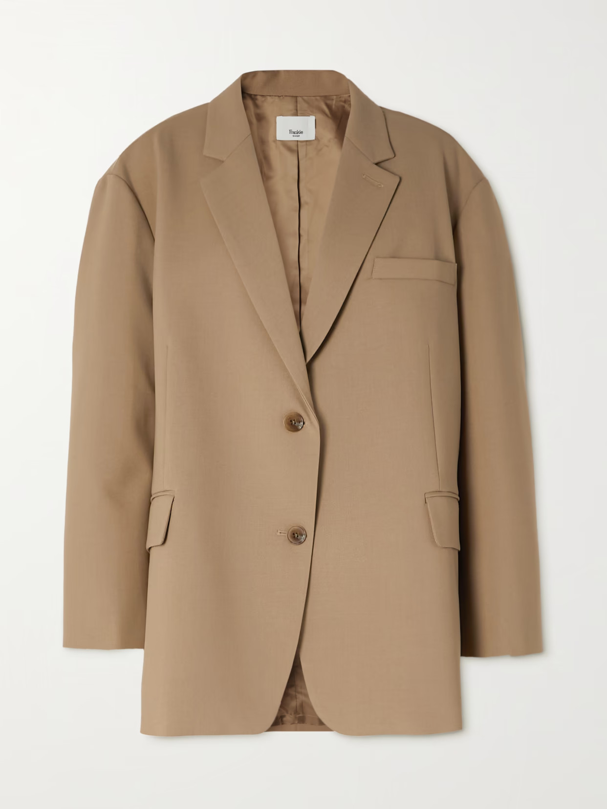 The Frankie Shop - Bea Crepe Blazer - Tan | NET-A-PORTER (UK & EU)