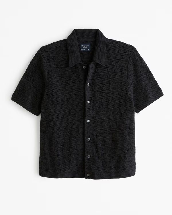 Crochet-Style Button-Through Sweater Polo | Abercrombie & Fitch (US)