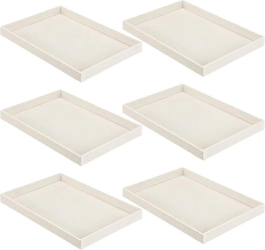 Quelay Velvet Stackable Jewelry Tray Showcase Display Beige 6 Pcs | Amazon (US)