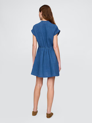 Cotton Gauze Denim Mini Shirtdress | Gap (US)