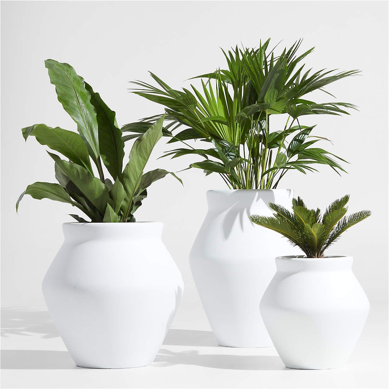 Wabi Small White Fiberstone Planter Pot by Leanne Ford + Reviews | Crate & Barrel | Crate & Barrel