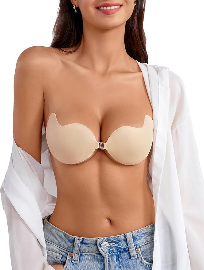 Rosefly Silicone Sticky Bra Push up for Women,Strapless Adhesive Bras, Invisible Seamless Silhoue... | Amazon (US)