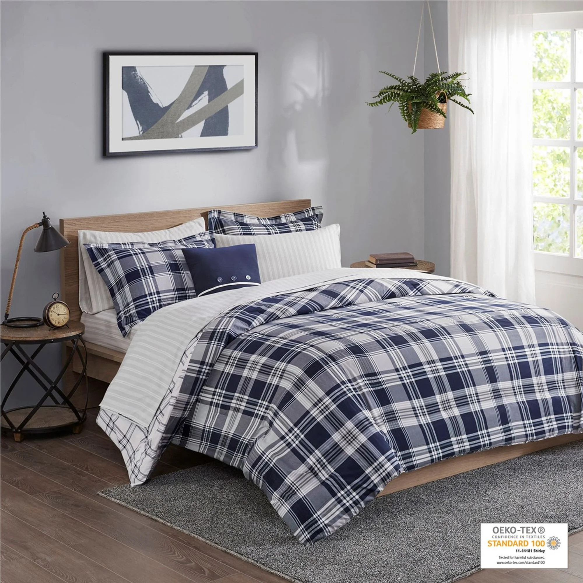 Madison Park Essentials Patrick California King 8 Piece Comforter Set with Bed Sheets - Navy | Walmart (US)