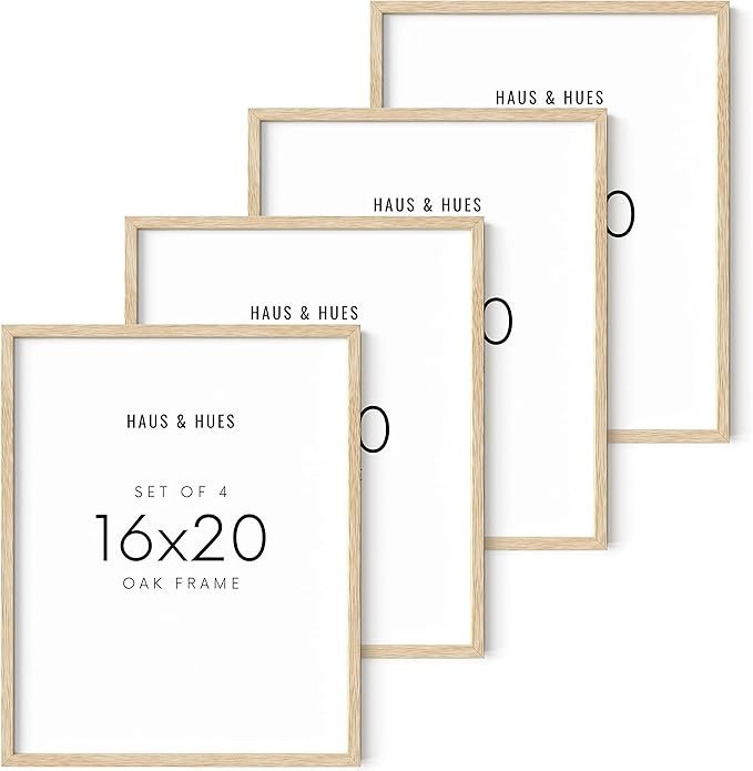 HAUS AND HUES 16"x20" Beige Oak Wood Picture Frame Set of 4-16x20 Wood Picture Frame, 16x20 Frame... | Amazon (US)
