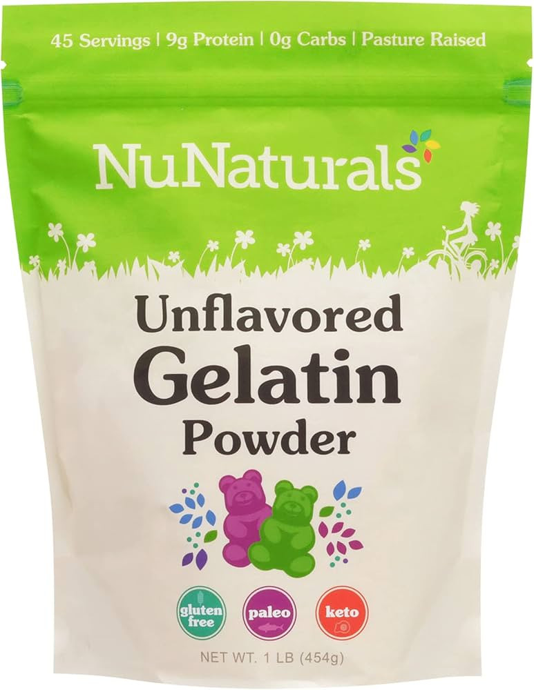 NuNaturals Unflavored Beef Gelatin Powder, Instantly Thickens, Stabilizes, and Texturizes, 1 lb | Amazon (US)