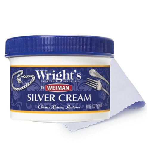 Wright's by Weiman Silver Cleaner and Polish Cream with Polishing Cloth, Ammonia-Free, Gently Clean & Remove Tarnish without Scratching | Amazon (US)