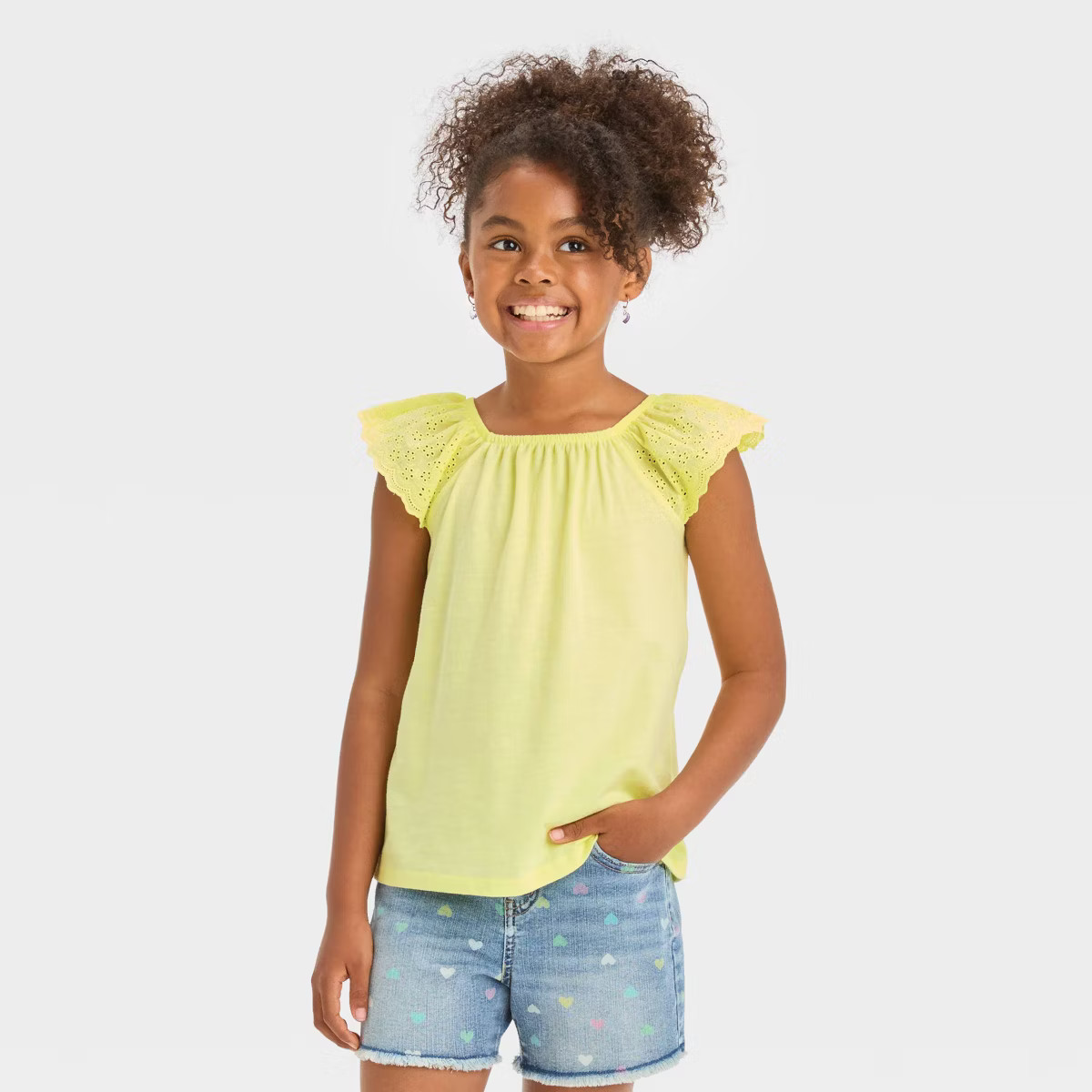 Girls' Short Sleeve Eyelet T-Shirt - Cat & Jack™ | Target