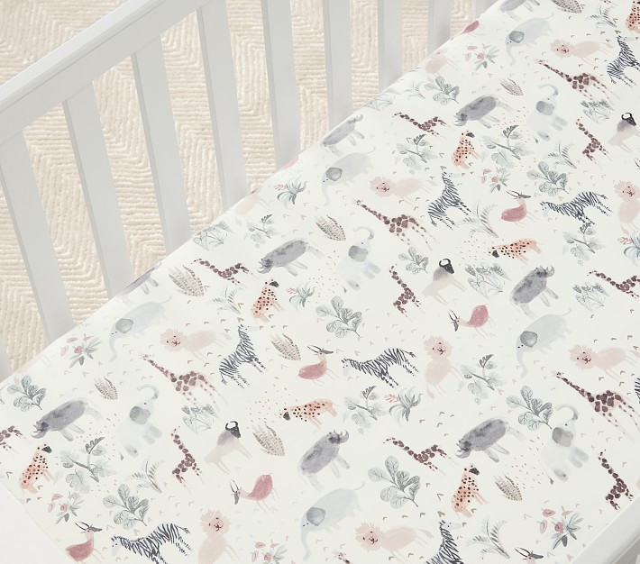 Safari Organic Cotton TENCEL™ Crib Fitted Sheet | Pottery Barn Kids