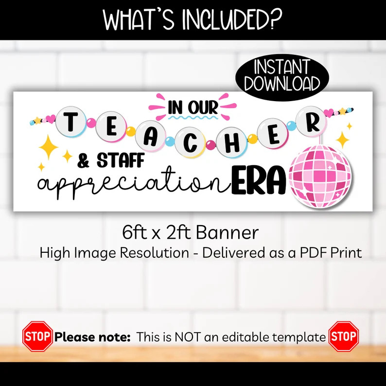 Teacher Staff Appreciation Week 6ft X 2ft Large Banner, Taylor Swift Theme Printable Bulletin Boa... | Etsy (US)