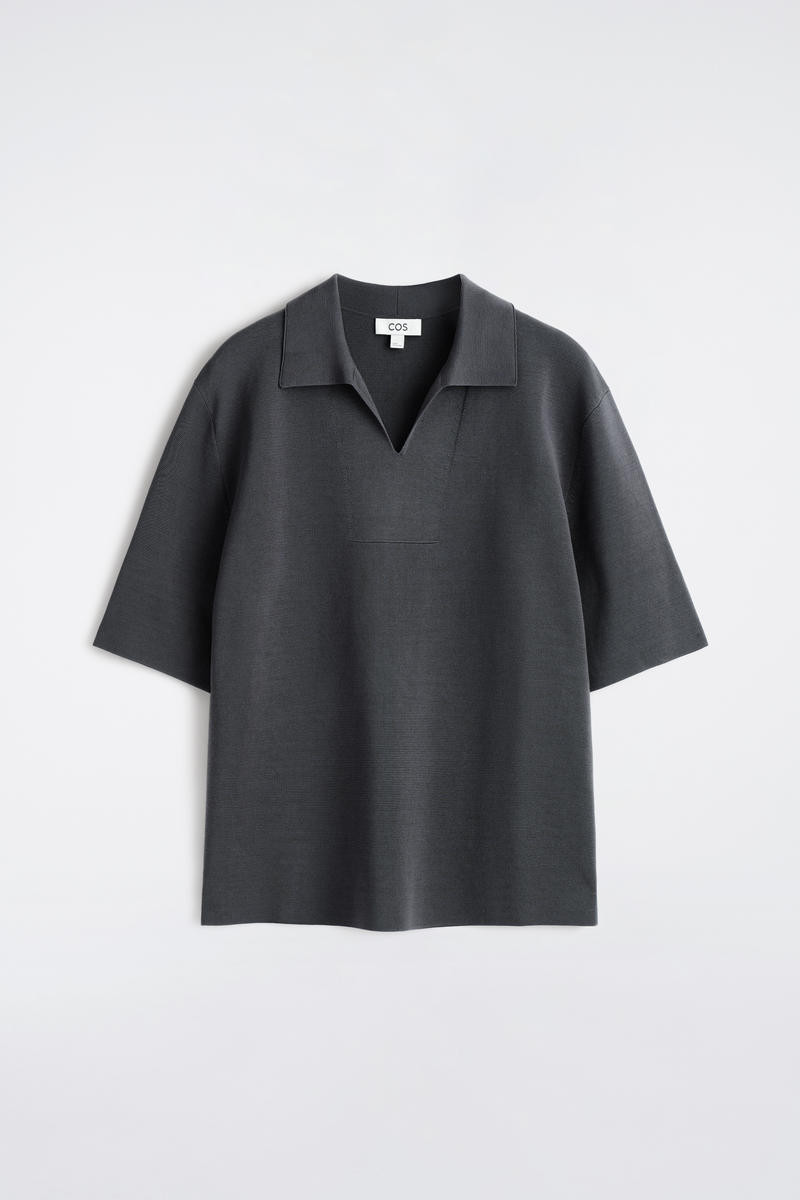 Milano-Knit Cotton Polo Shirt in Dark Grey | COS (US)