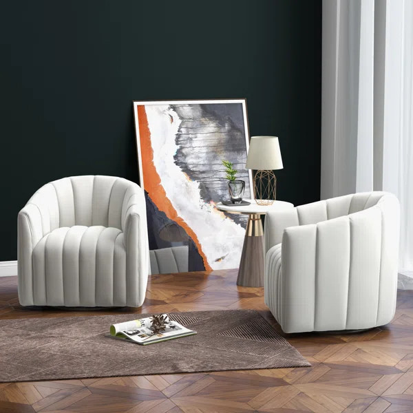 Ganey Velvet Swivel Barrel Chair | Wayfair North America