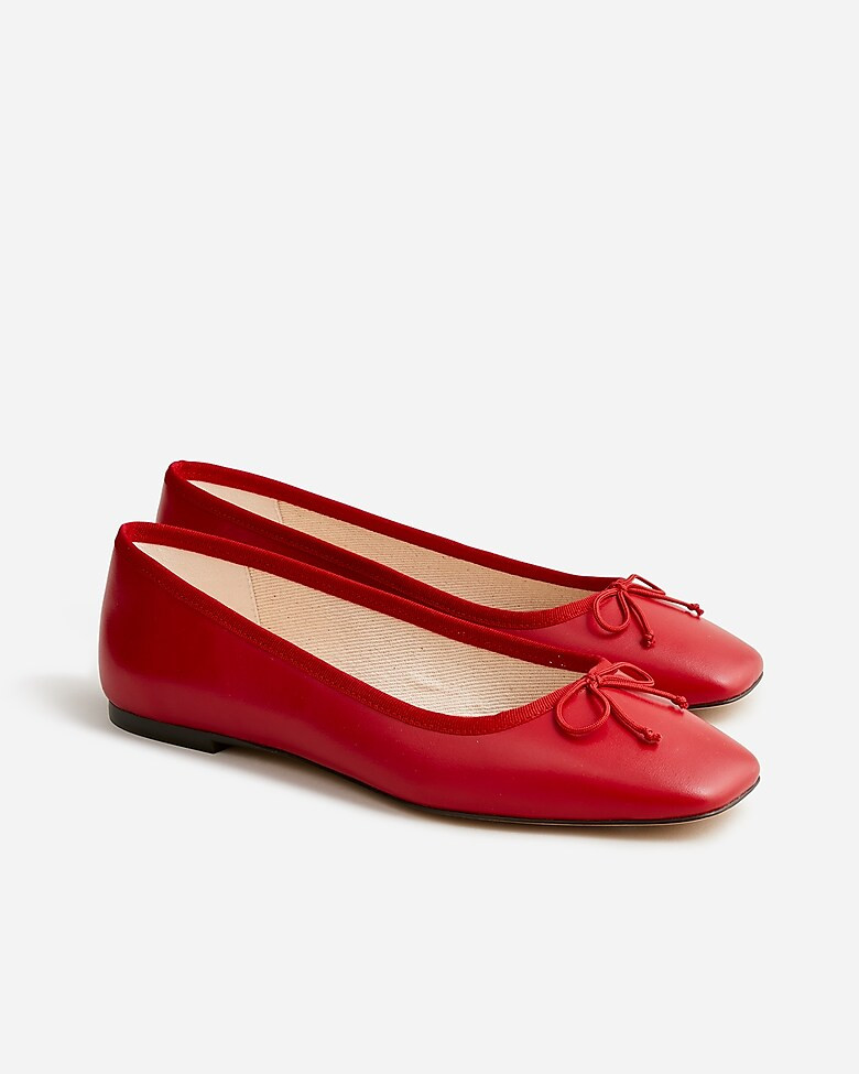 Quinn square-toe ballet flats in leather | J. Crew US