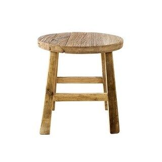 El Paso Import Handmade Reclaimed Elm Round Side Table, Wooden Finish - 22"L x 22"W x 23"H | Bed Bath & Beyond