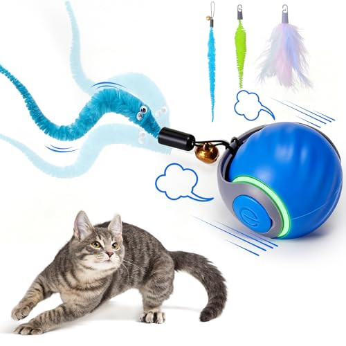 BABORUI Interactive Cat Toy Ball - Automatic Interactive Cat Toys for Indoor Cats with 3 Tails, 2... | Amazon (US)