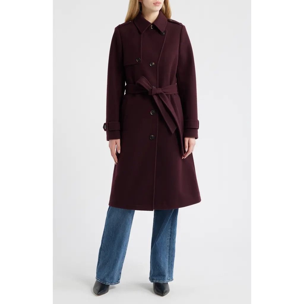 bcbg Belted Trench Coat in Maroon at Nordstrom, Size X-Large | Nordstrom