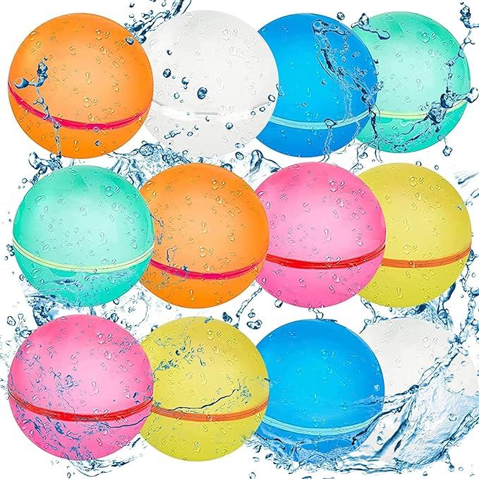 12 PCS Reusable Water Balloons Balls, Soft Silicone Quick Fill Balloons Splash Fun,Outdoor Backya... | Amazon (US)