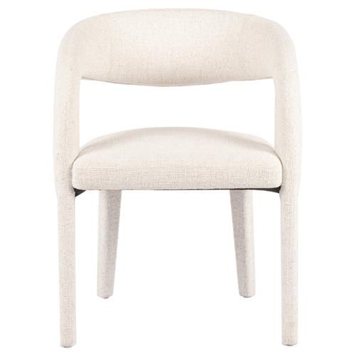 Alexander Mid Century Modern White Upholstered Dining Arm Chair | Kathy Kuo Home