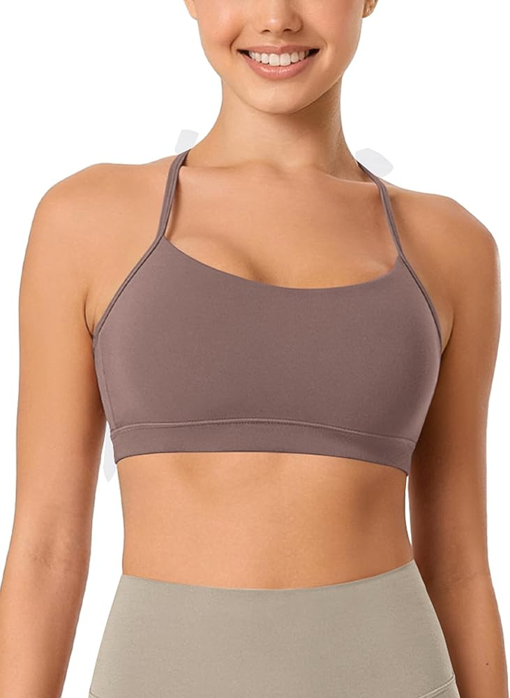 ODODOS Cloud Feeling Y Racerback Sports Bra for Women Wirefree Padded Strappy Yoga Bra | Amazon (US)