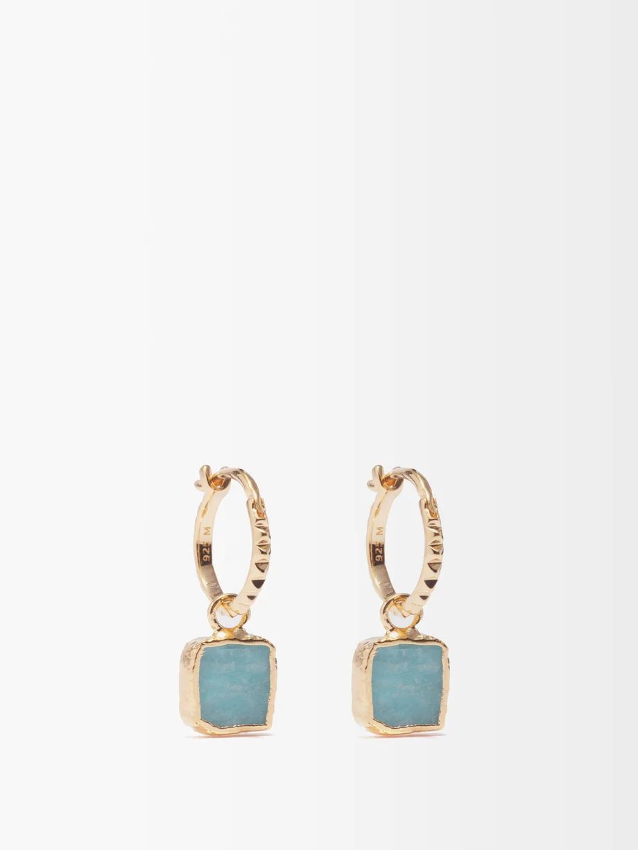 Pyramid amazonite & 18kt gold-vermeil earrings | Matches (UK)