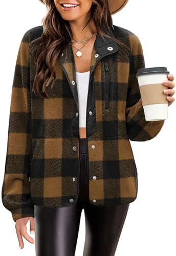 Zeagoo Women's Cozy Fleece Jacket Western Aztec Print Snap Button Down Coat with Pockets Casual W... | Amazon (US)