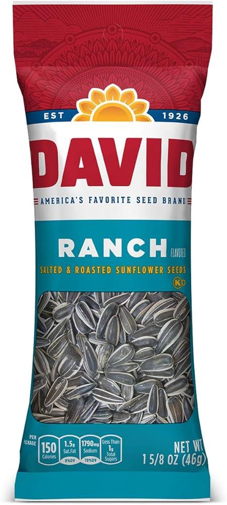 DAVID Roasted and Salted Ranch Sunflower Seeds, 1.625 oz, 12 Pack | Amazon (US)