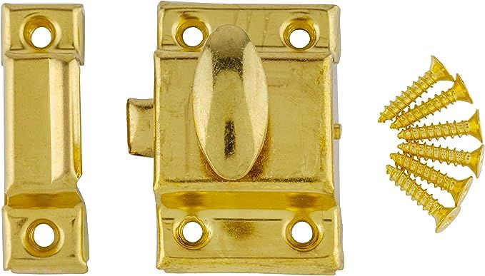 Stamped Brass Latch w/Catch - Antique Cabinet Doors Oval Turn Latch - Furniture Hardware | BS-1 (... | Amazon (US)