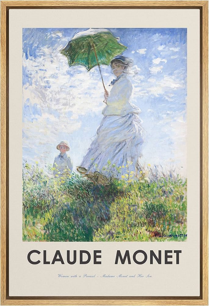 wall26 Framed Canvas Print Wall Art Woman with a Parasol by Claude Monet Historic Cultural Illust... | Amazon (US)