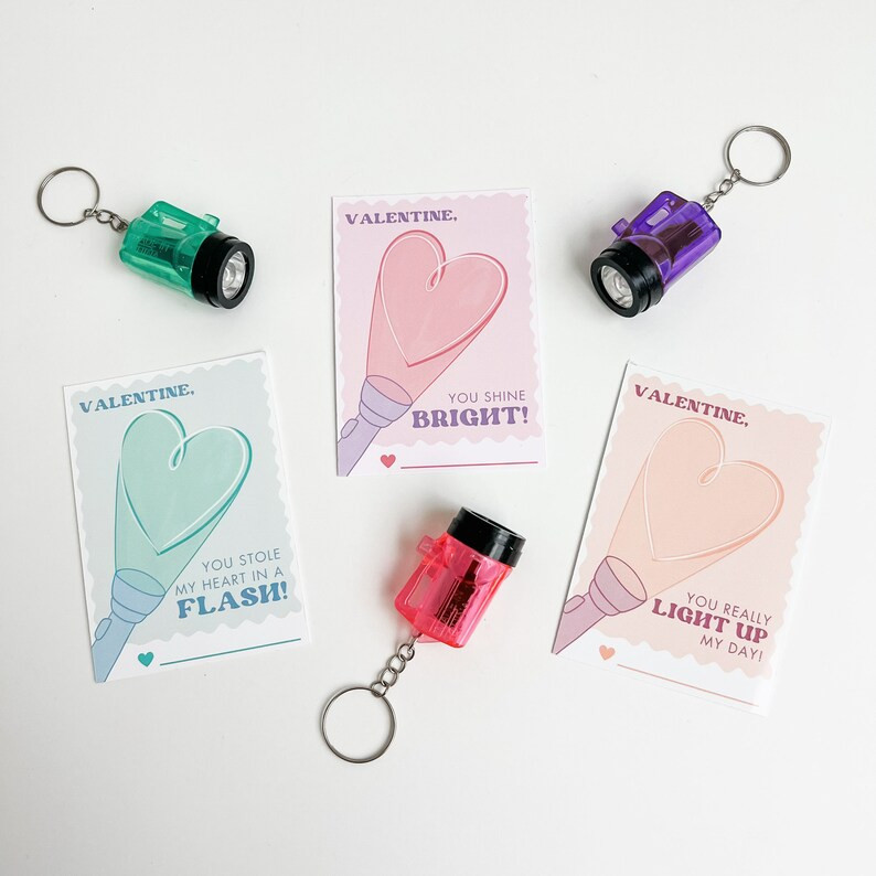 Flashlight Valentine, Light Valentines, Non Candy Valentines Printables, School Valentine Cards, ... | Etsy (US)