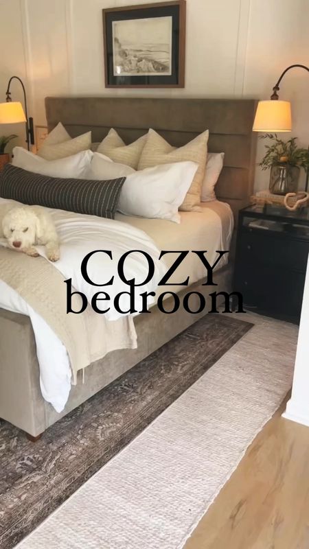 Cozy neutral bedroom, bedding, bedroom inspo, layered rugs 

#LTKhome #LTKstyletip #LTKVideo