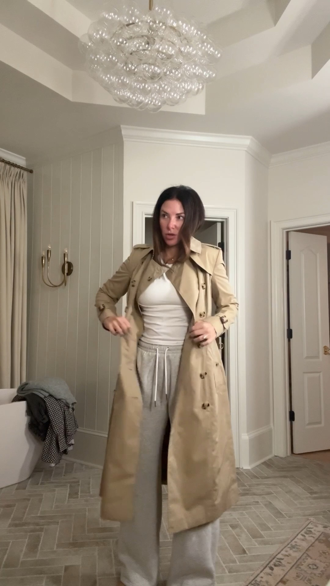 Travel OOTD 
Tee - large 
Sweats - M
Sneakers - TTS 
Linking similar trench coats 
Burberry trench - in the 6 

#LTKShoeCrush #LTKTravel #LTKStyleTip