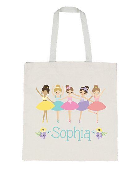 White & Blue Ballerinas Personalized Tote | Zulily