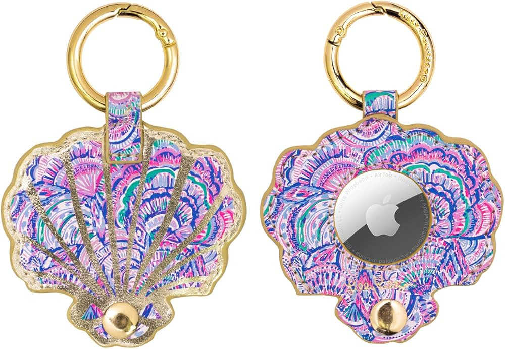Lilly Pulitzer Leatherette AirTag Keychain, Cute Air Tag Holder, Novelty Seashell Shaped AirTag K... | Amazon (US)