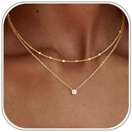 Coshilta Layered Gold Necklaces for Women, 14K Plated Gold Sterling Silver Plated Dainty Pendant ... | Amazon (US)