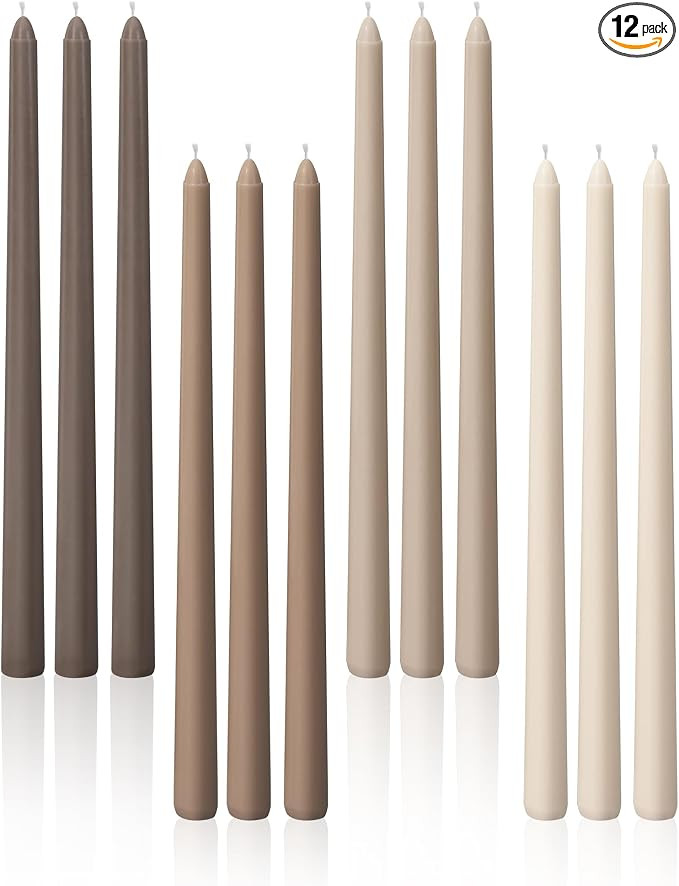 Viyffo 12 Inch Brown Taper Candles Set of 12 Unscented Smokeless Long Tall Tapered Candle for Can... | Amazon (US)