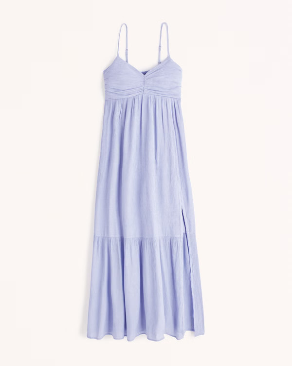 Ruched Crinkle Maxi Dress | Abercrombie & Fitch (US)