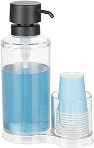 mDesign Plastic Refillable Mouthwash Dispenser and Cup Storage Organizer for Bathroom Vanity, Cou... | Amazon (US)