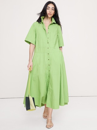 Cotton Poplin Trapeze Maxi Shirt Dress | Banana Republic (US)