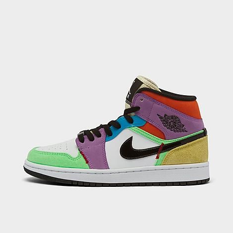 Women's Air Jordan Retro 1 Mid SE Multicolor Casual Shoes in White Size 12.0 Leather/Suede | Finish Line (US)