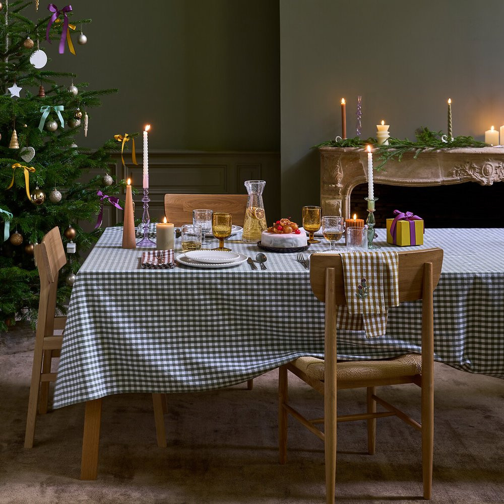 Bethany Checkered Dyed Woven 100% Washed Cotton Tablecloth | La Redoute (UK)