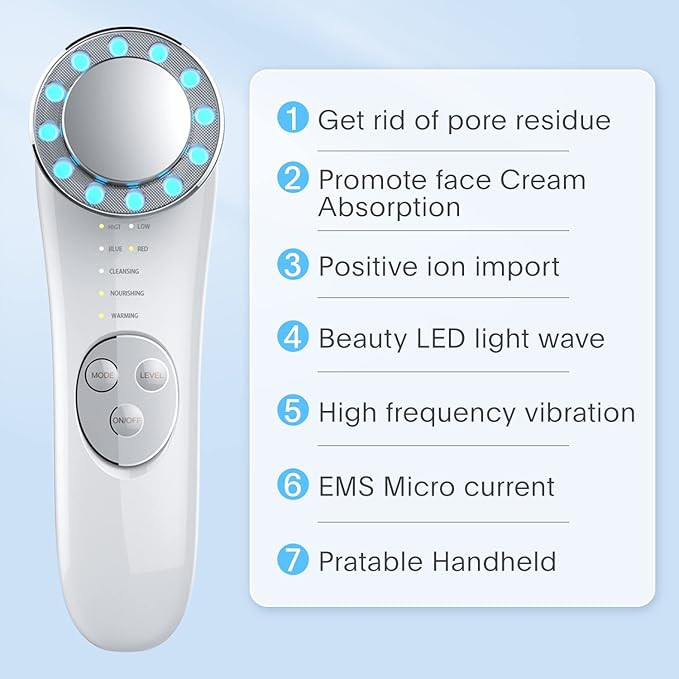 Amazon.com: Facial Massager, Skin Care Tools 7 in 1 High Frequency Facial Machine, Skin Care Galv... | Amazon (US)