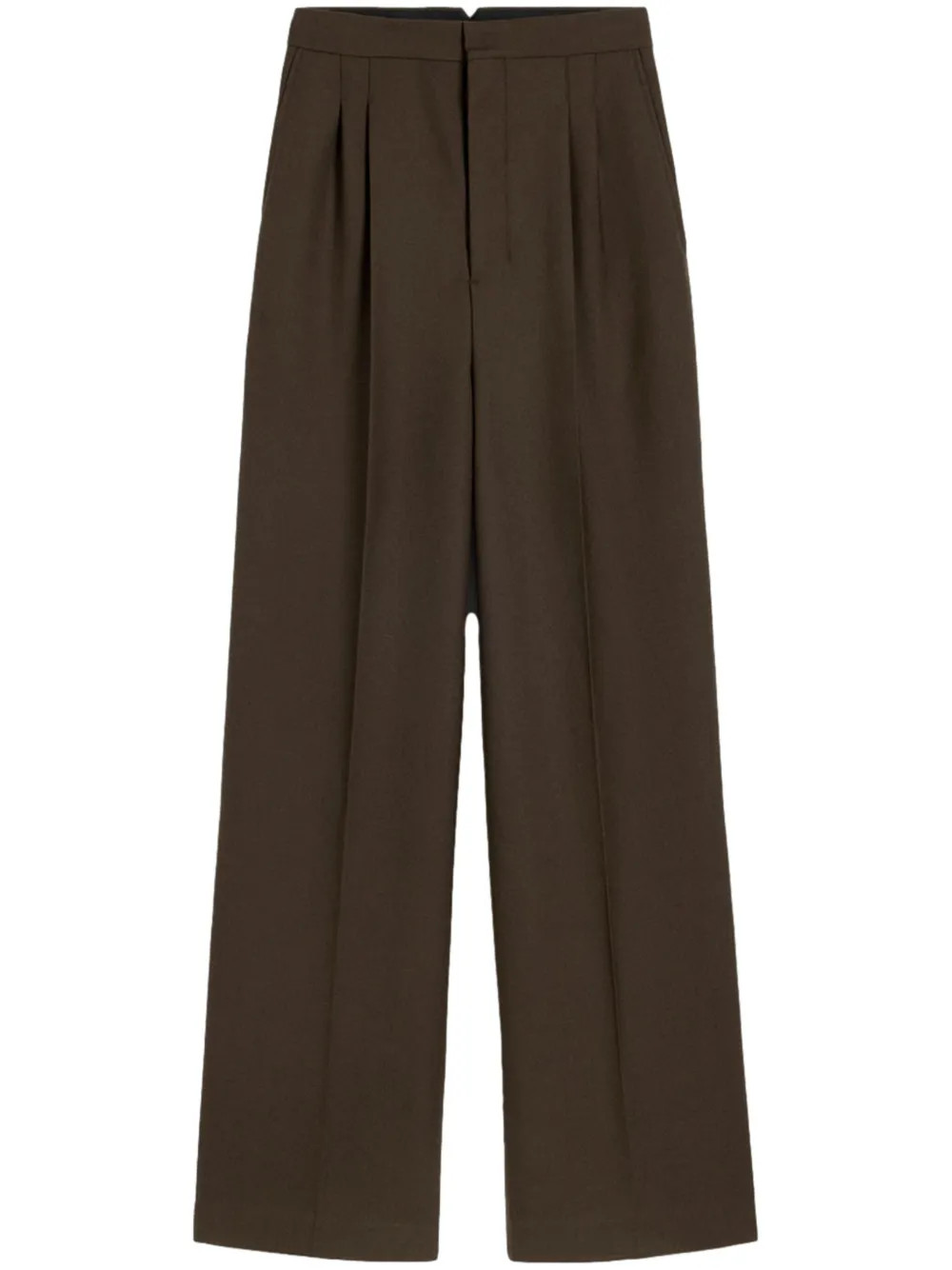 AMI Paris wide-leg Wool Trousers | Brown | FARFETCH AE | Farfetch Global