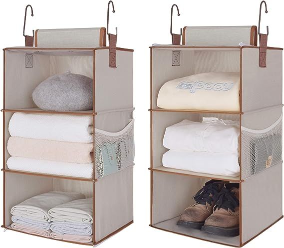 StorageWorks 6-Shelf Hanging Closet Organizers, Two 3-Shelf Separable Closet Hanging Shelves, Can... | Amazon (US)