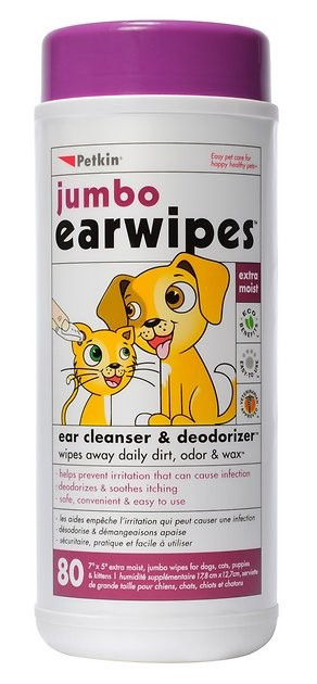 Petkin Jumbo Dog & Cat Ear Wipes, 80 count | Chewy.com