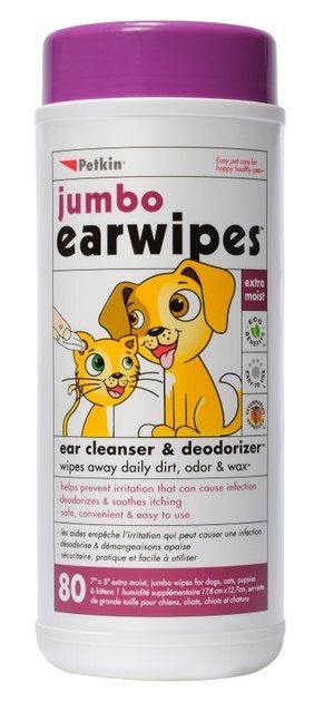 Petkin Jumbo Dog & Cat Ear Wipes, 80 count | Chewy.com